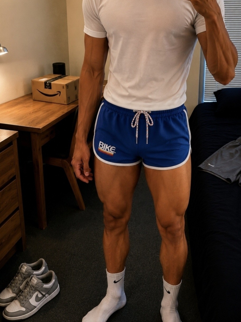 BIKE Retro Blue Running Shorts Size M | Athletic Gym Track Shorts